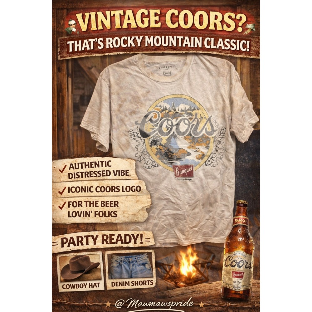 VINTAGE RARE FIND Oddpeole Coors Banquet Vintage Design Graphic T Shirt‎ Medium
